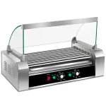 Stainless Steel Hot Dog Maker - 7 Rows, Toughened Glass Hood & 17.7"x9.8" Grill Surface