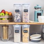 4X 4L Airtight Food Storage Container Kitchen Pantry Dry Food Cereal Dispenser