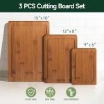 Bamboo Cutting Boards 3 PCS, Deep Carbonized Wooden Chopping Boards For Kitchen Food Preparation, Cutting And Serving