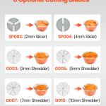 Food Processor Vegetable Chopper W/ 6 Blades Food-Grade Stainless Steel Blender