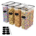4X 4L Airtight Food Storage Container Kitchen Pantry Dry Food Cereal Dispenser