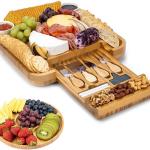 Bamboo Cheese Board Four-piece Set Of Stainless Steel Knives