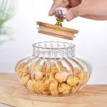 1 PCS High Borosilicate Stripe Sealed Jar, Kitchen Storage Jar, Coffee Can, Coffee Storage Container