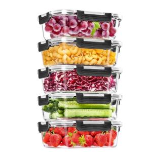 Glass Food Storage Containers With Lids - 5 Airtight Food Storage Containers