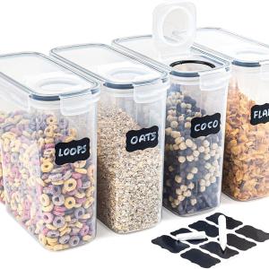 4X 4L Airtight Food Storage Container Kitchen Pantry Dry Food Cereal Dispenser