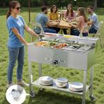 Commercial Propane Steam Table Food Warmer 5 Food Pans & 3 Condiment Pans