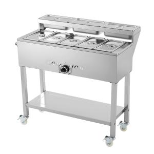 Commercial Propane Steam Table Food Warmer 5 Food Pans & 3 Condiment Pans