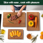 3 Piece Carbonized Bamboo Cutting Board Set, Deep Carbonized Chopping Boards For Kitchen Food Preparation And Meal Prep