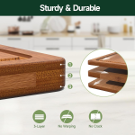 3 Piece Carbonized Bamboo Cutting Board Set, Deep Carbonized Chopping Boards For Kitchen Food Preparation And Meal Prep