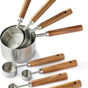 8 Pack Stainless Steel Measuring Cups And Spoons Set, Durable Metal Kitchen Measuring Tools For Cooking, Baking & Food Preparation